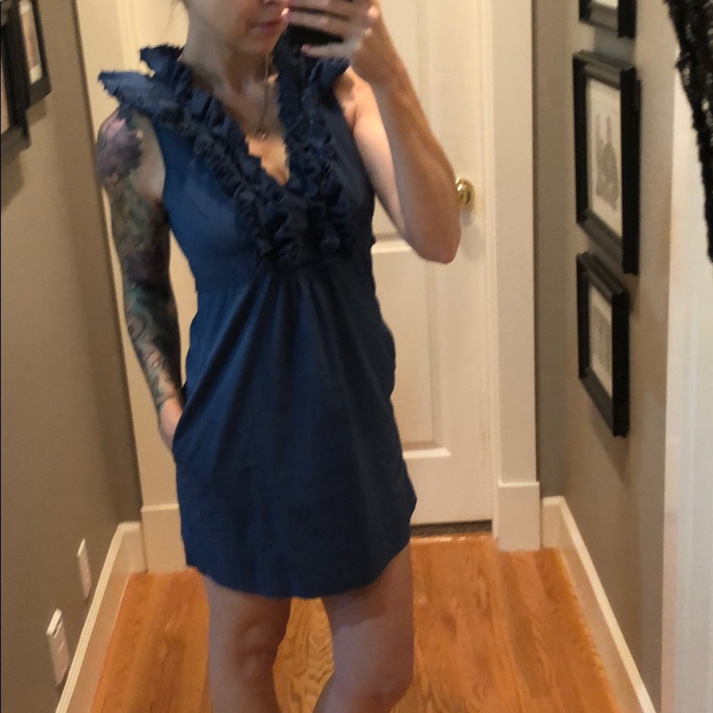 BCBG maxaztia blue ruffle dress